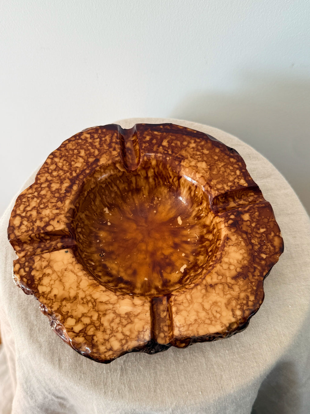 Alabaster Italian Brown Stone Ashtray