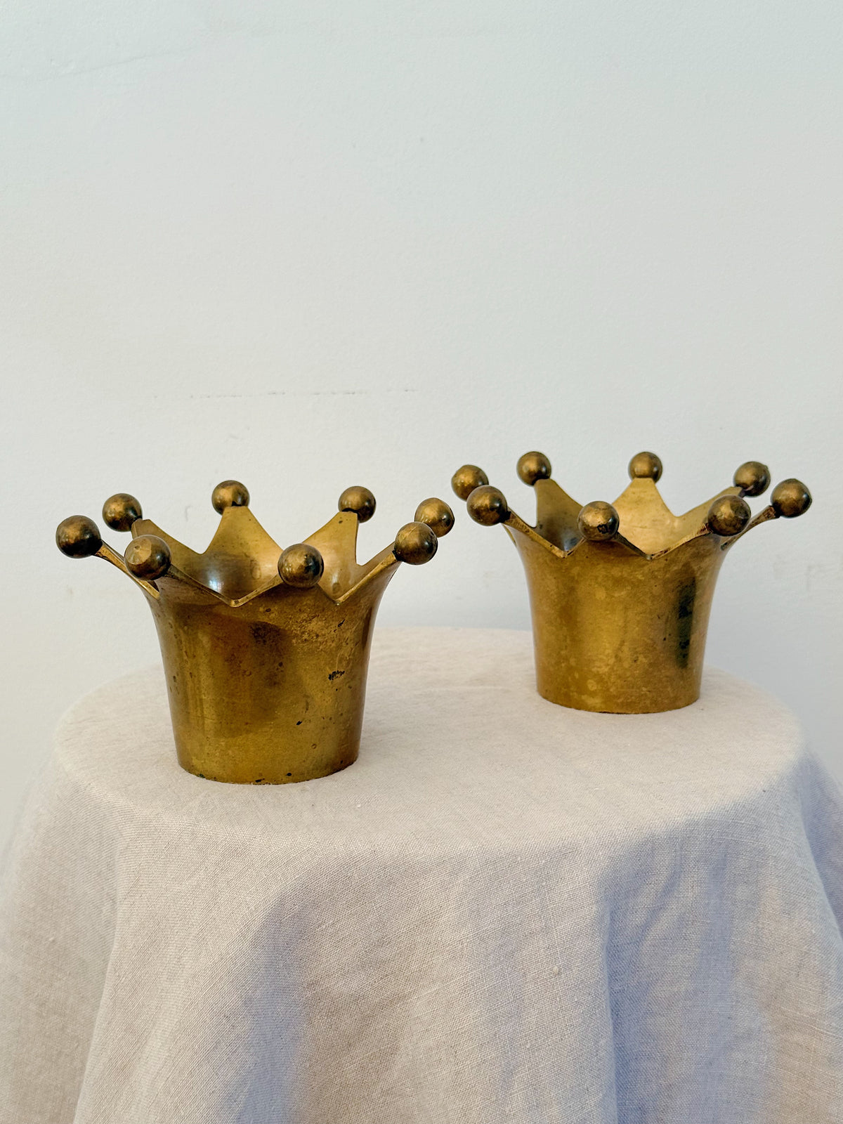 Brass Crown Tealight Candle Holders (Pair)