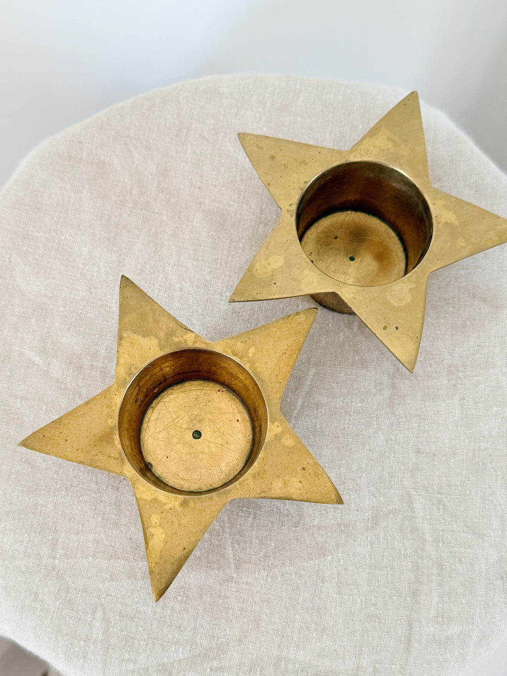 Vintage Brass Star Tealight Holders