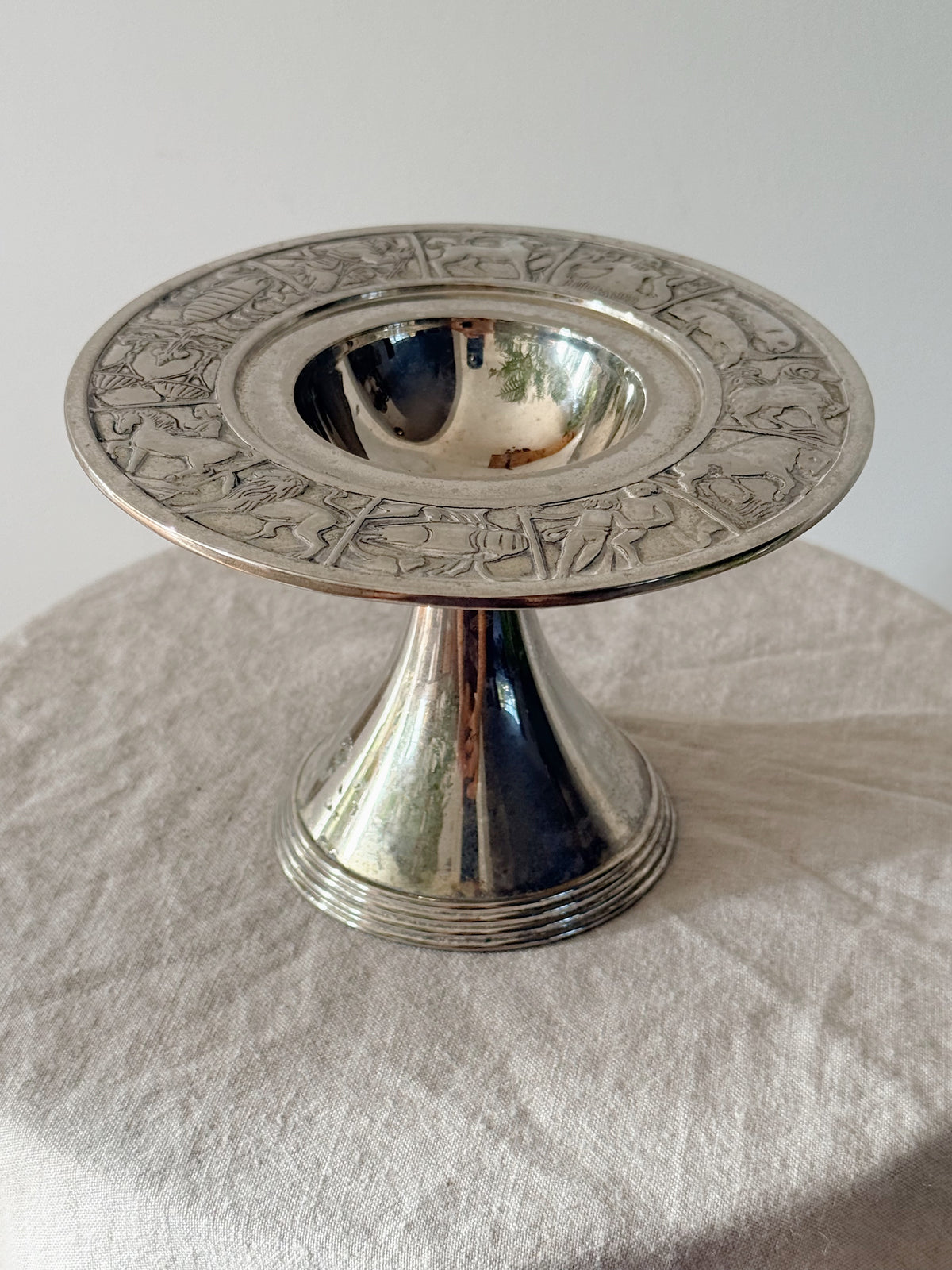 Vintage Zodiac Pedestal Silver Plated