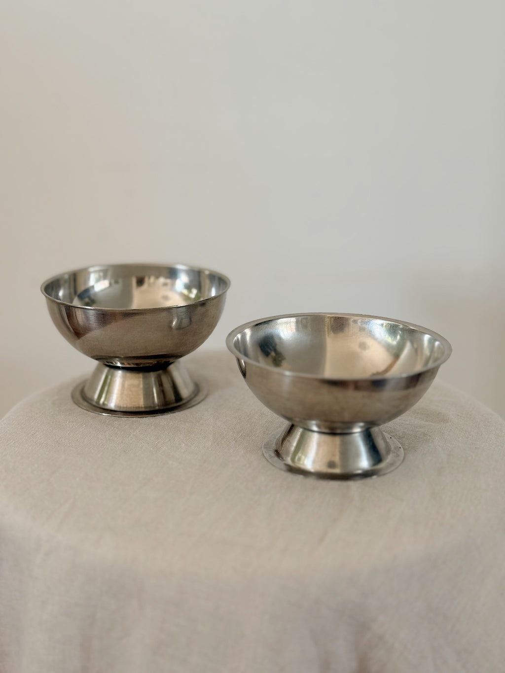 Vintage Stainless Steel Coupes (Pair)