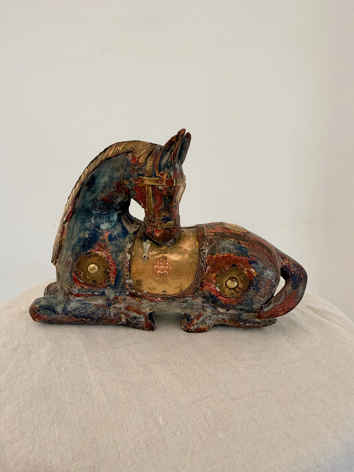 Antique Indian Wooden Horse Resting