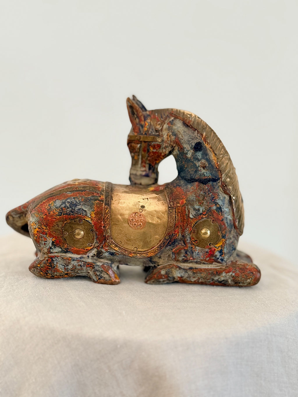 Antique Indian Wooden Horse Resting