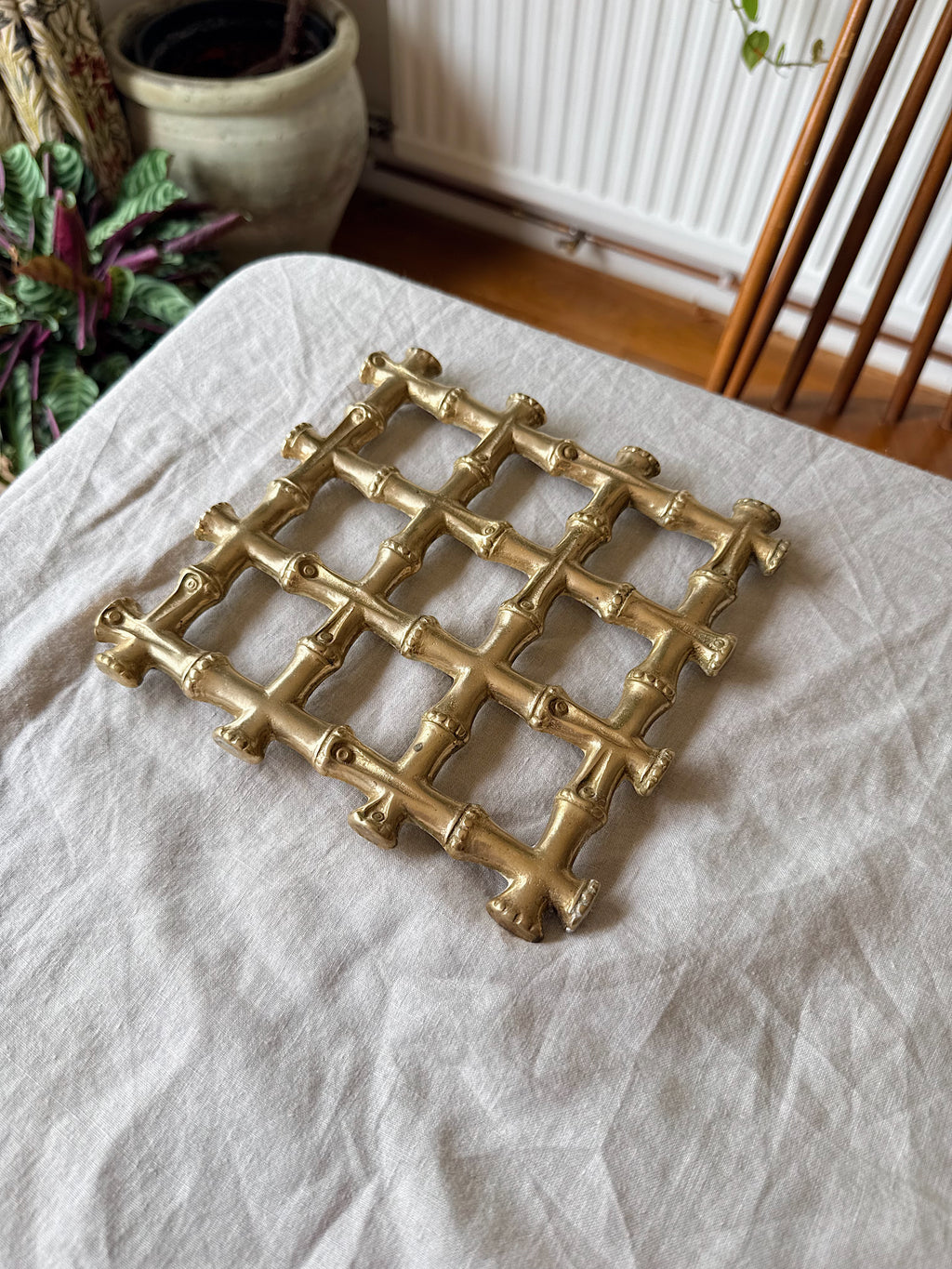 Vintage Brass Bamboo Trivet