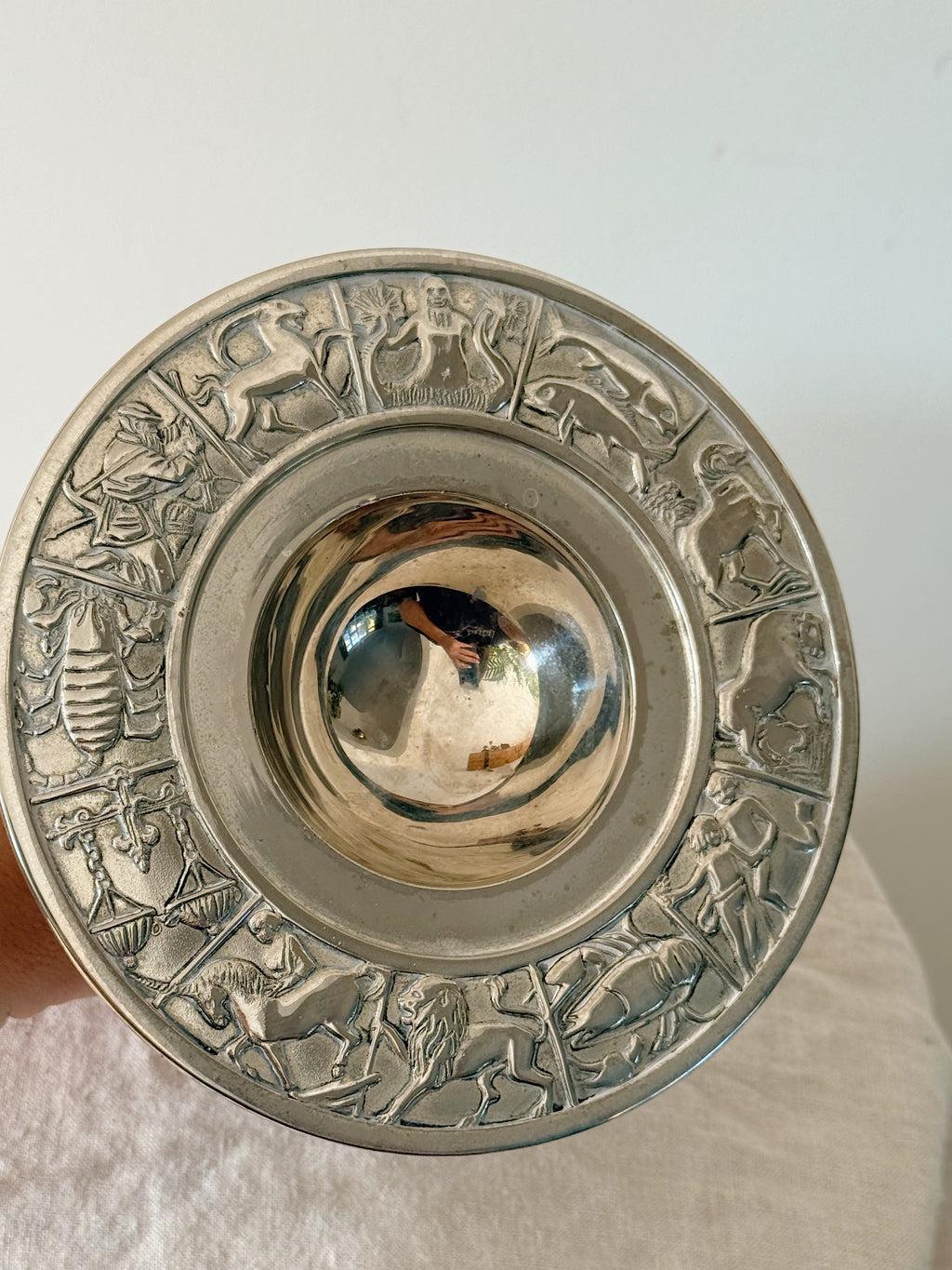 Vintage Zodiac Pedestal Silver Plated
