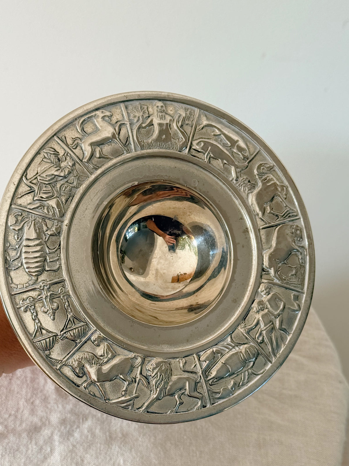 Vintage Zodiac Pedestal Silver Plated