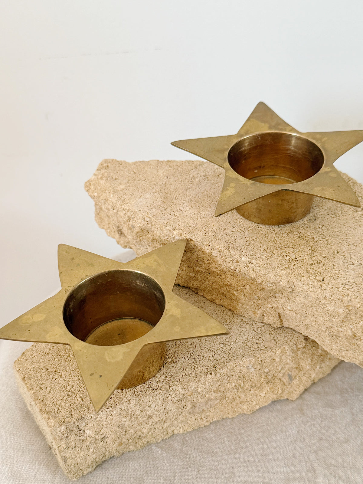 Vintage Brass Star Tealight Holders