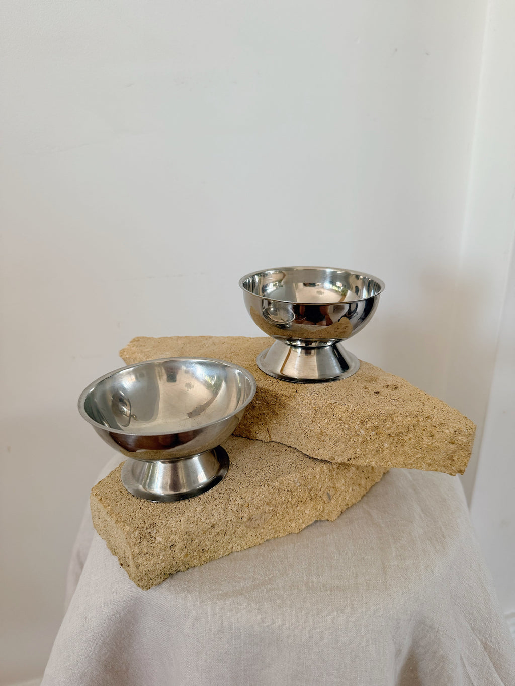 Vintage Stainless Steel Coupes (Pair)