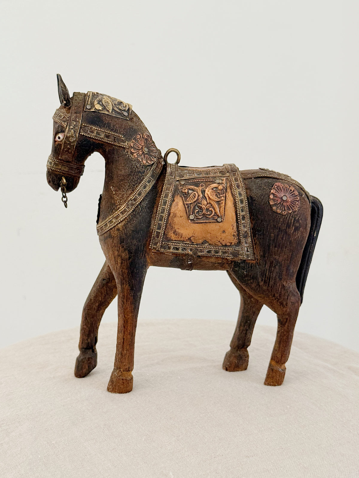 Antique Indian Wooden Horse Standing