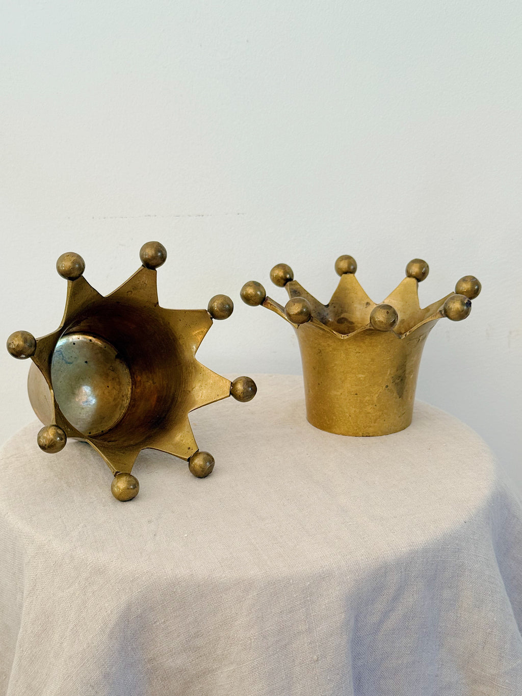 Brass Crown Tealight Candle Holders (Pair)