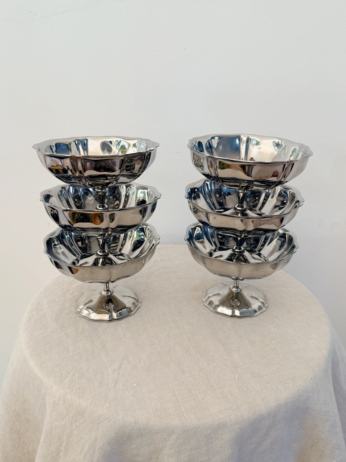 Vintage French Stainless Steel Coupes (Set of 6)