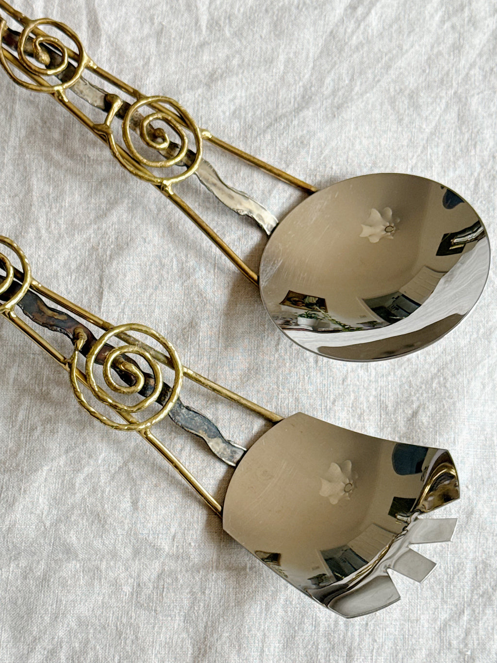 Brutalist Mixed Metal Salad Servers