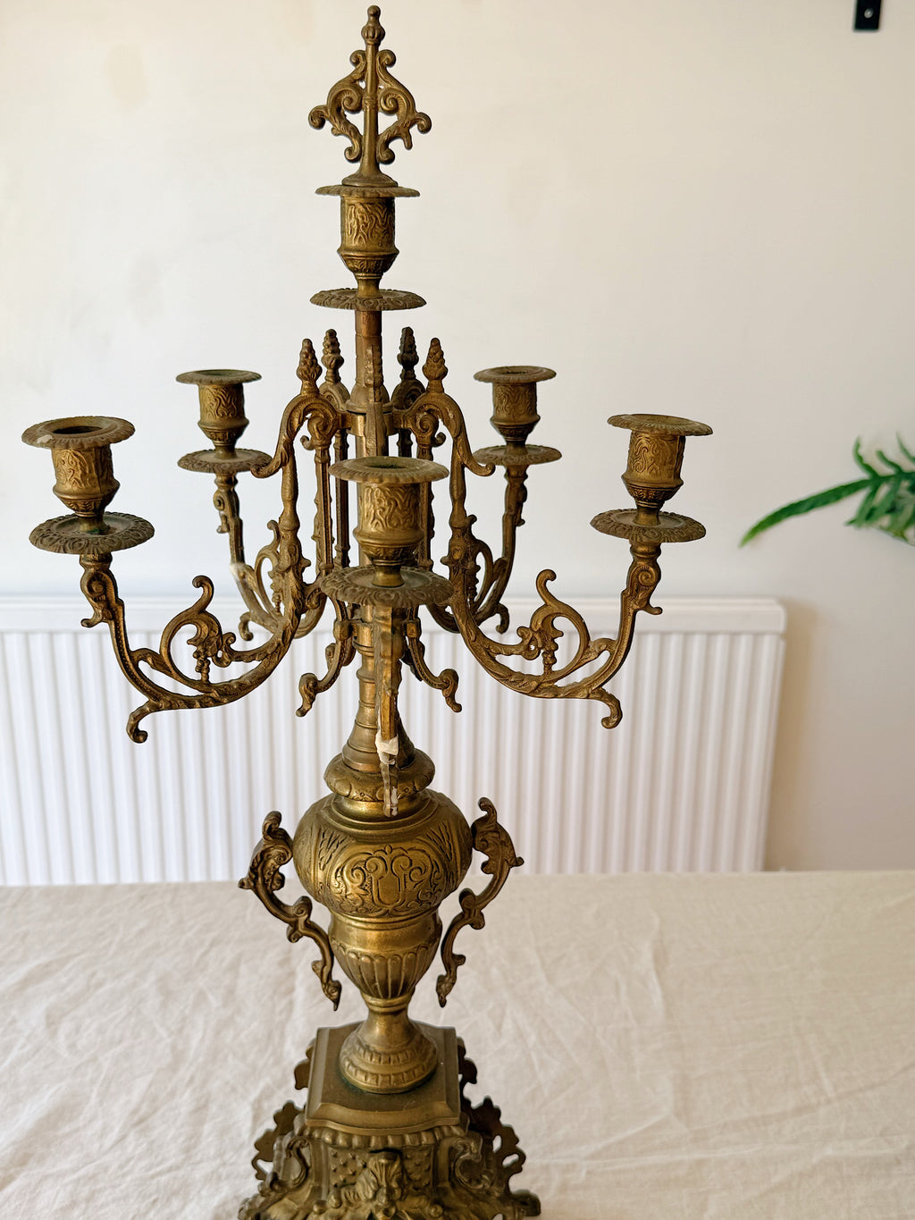Vintage Pair of Gilt Bronze Candelabras, Louis XIV