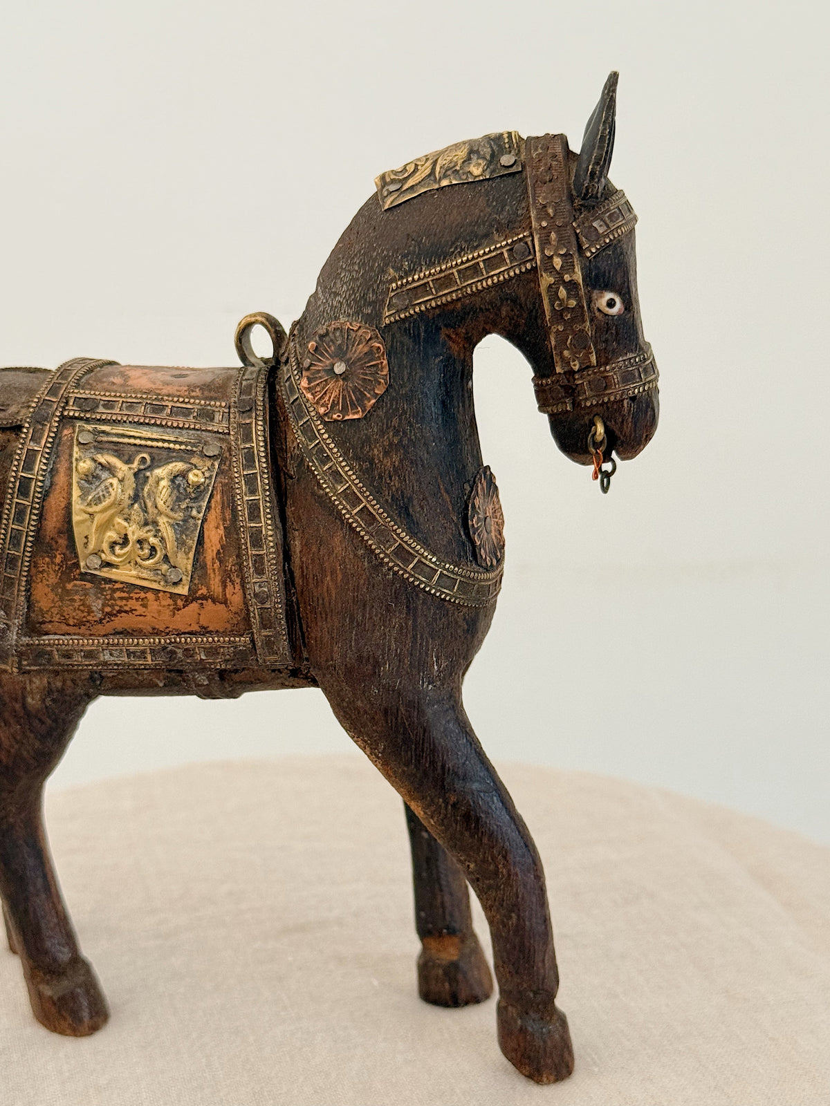 Antique Indian Wooden Horse Standing