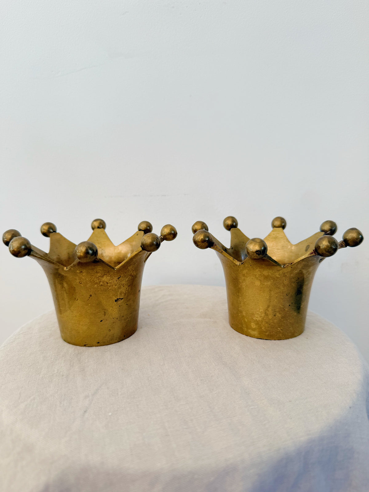 Brass Crown Tealight Candle Holders (Pair)