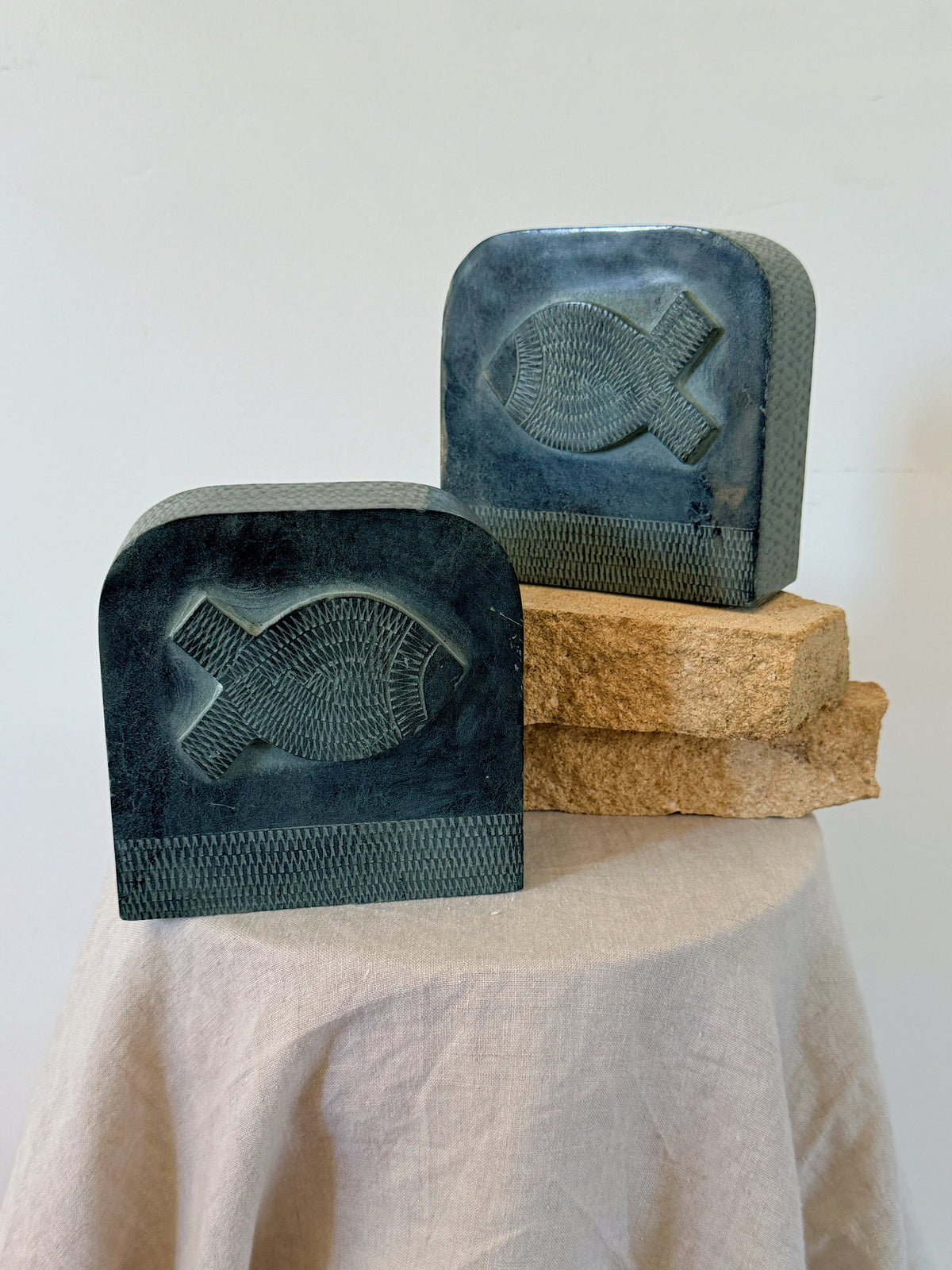 Soapstone Fish Bookends