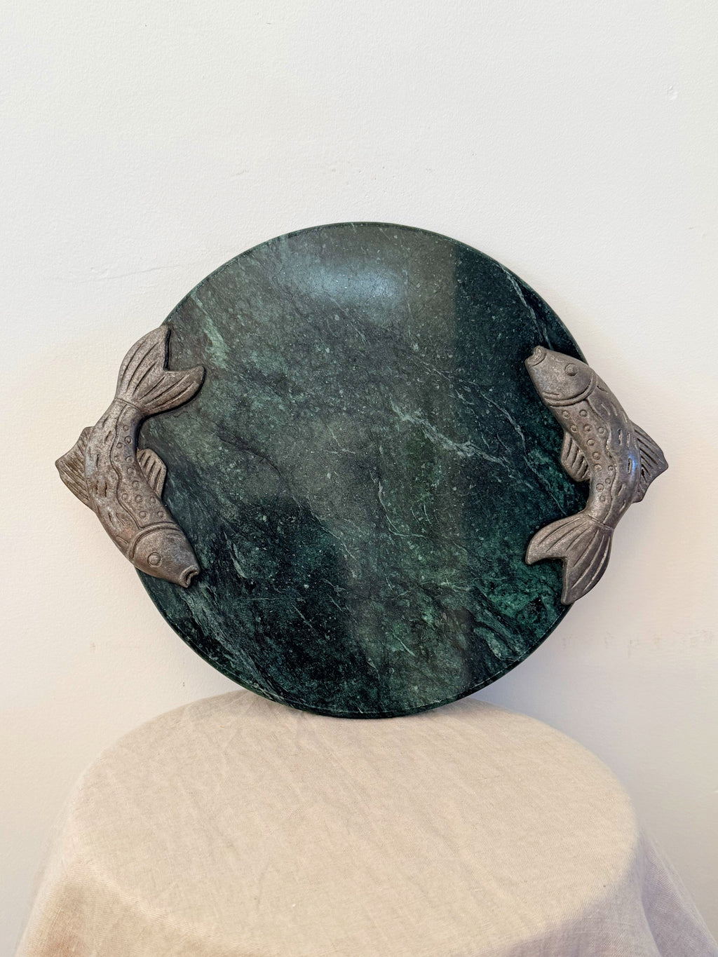 Vintage Granite Pewter Fish Cheeseboard