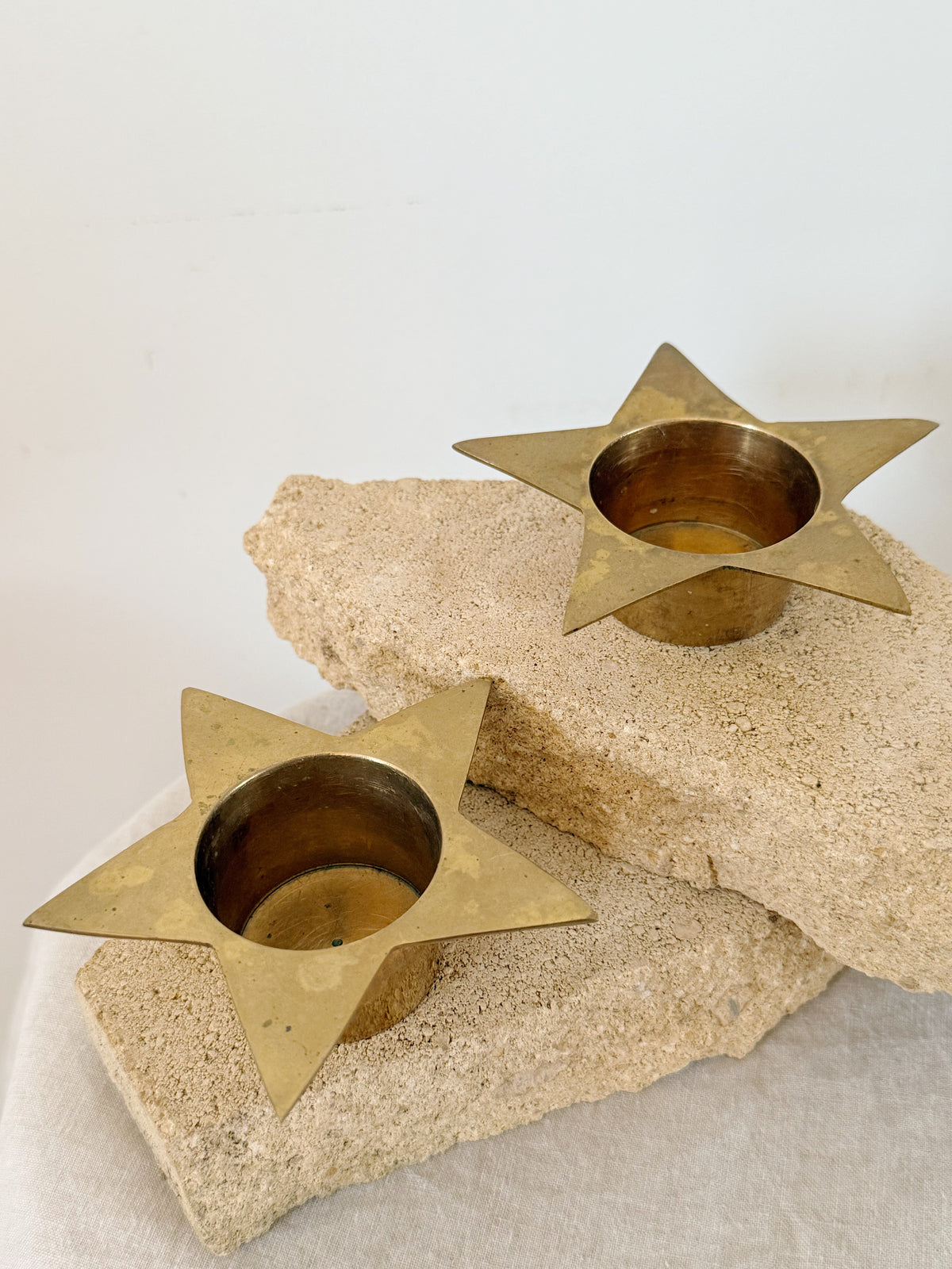 Vintage Brass Star Tealight Holders