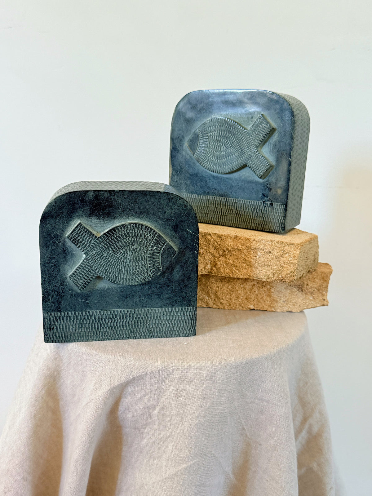 Soapstone Fish Bookends