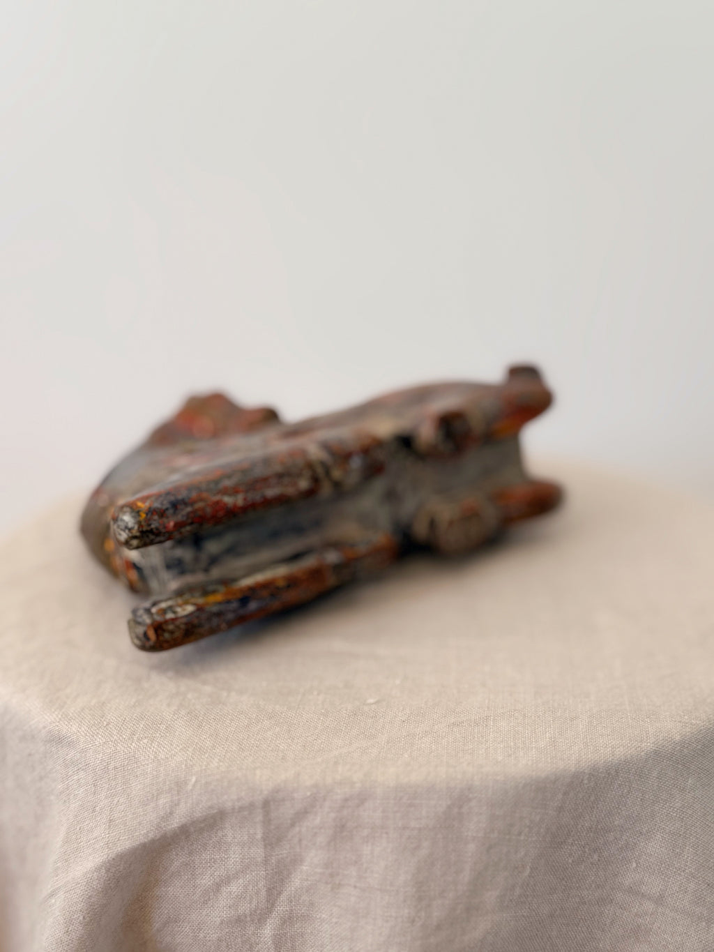 Antique Indian Wooden Horse Resting