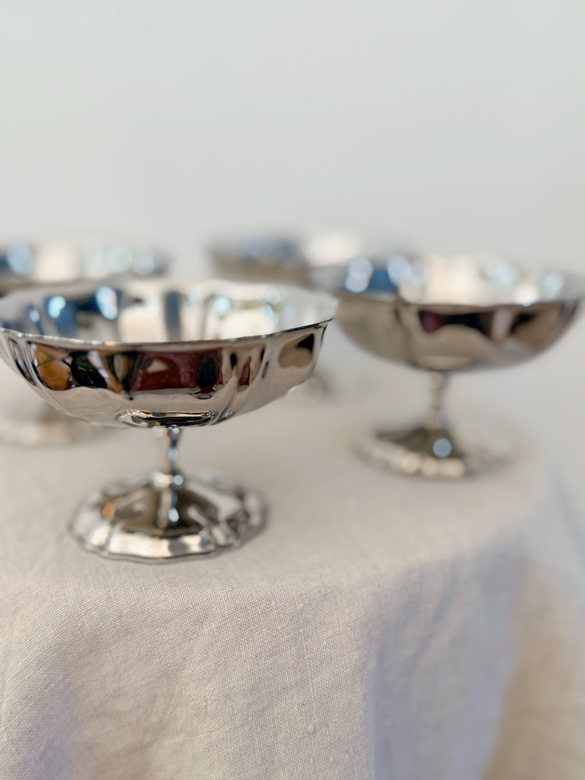 Vintage French Stainless Steel Coupes (Set of 6)