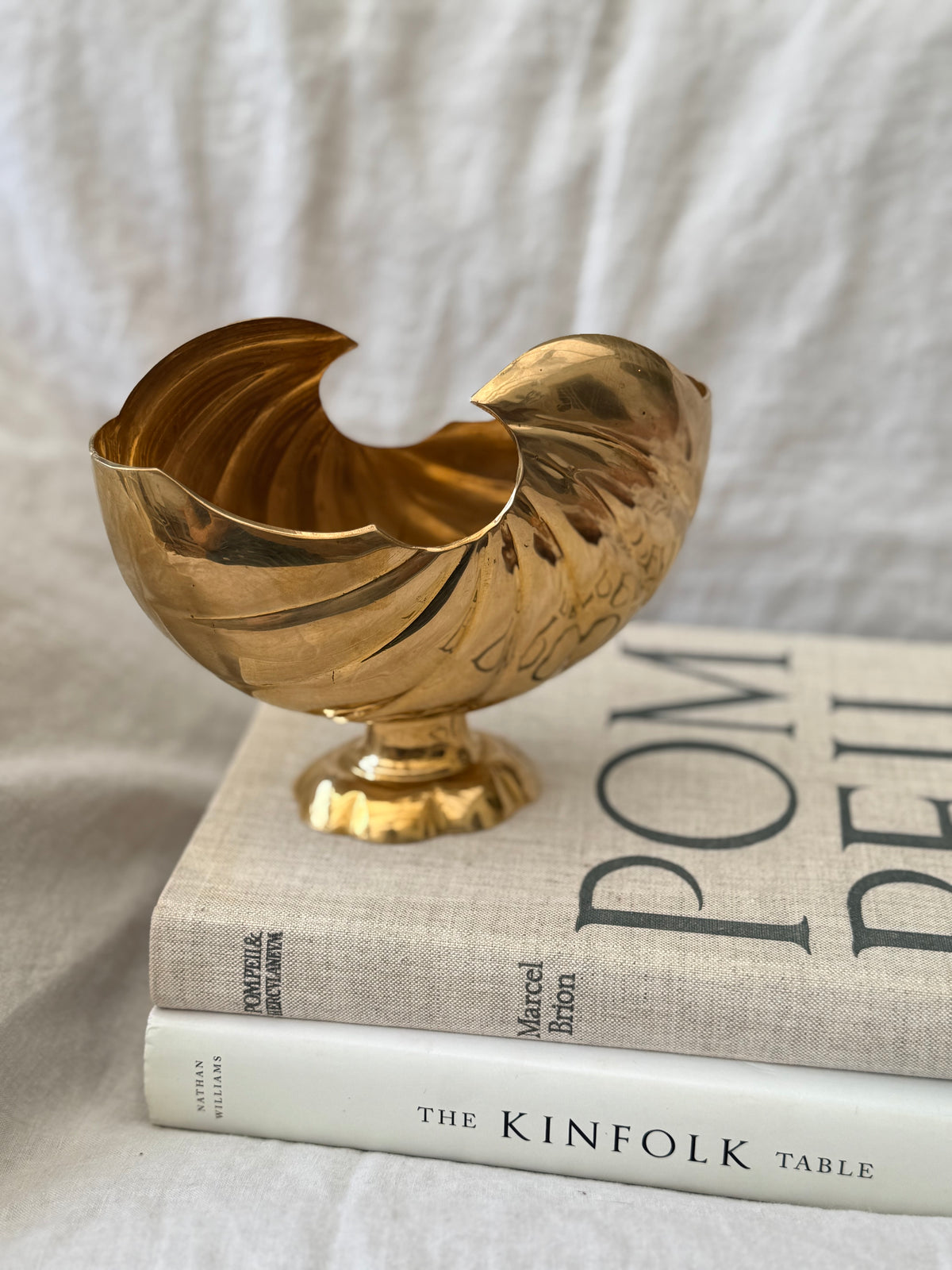 Vintage Brass Shell Planter Stand