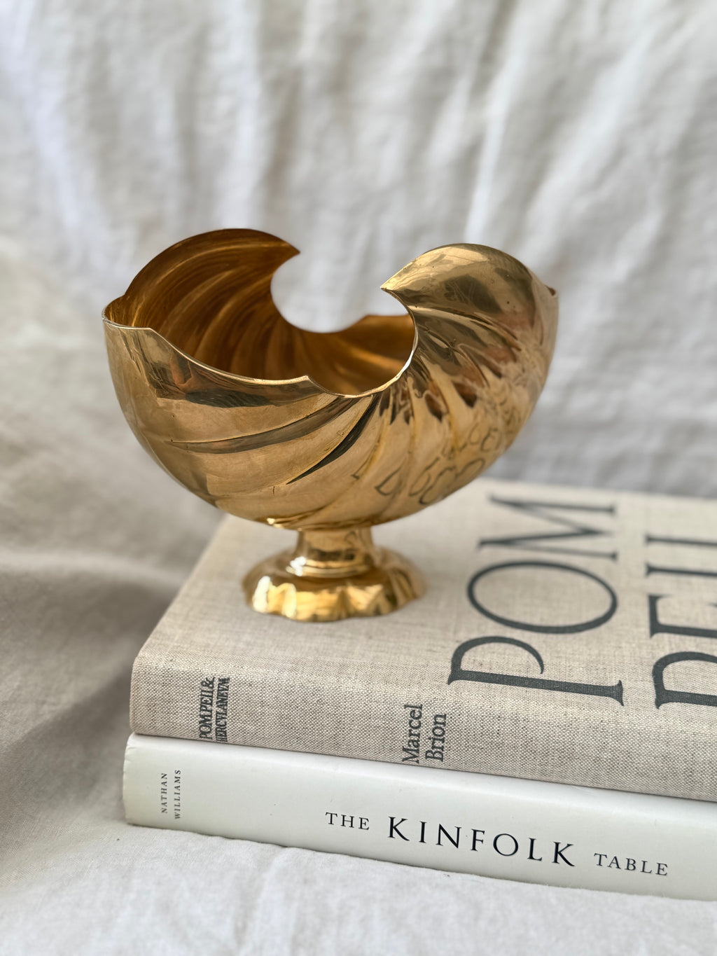 Vintage Brass Shell Planter Stand