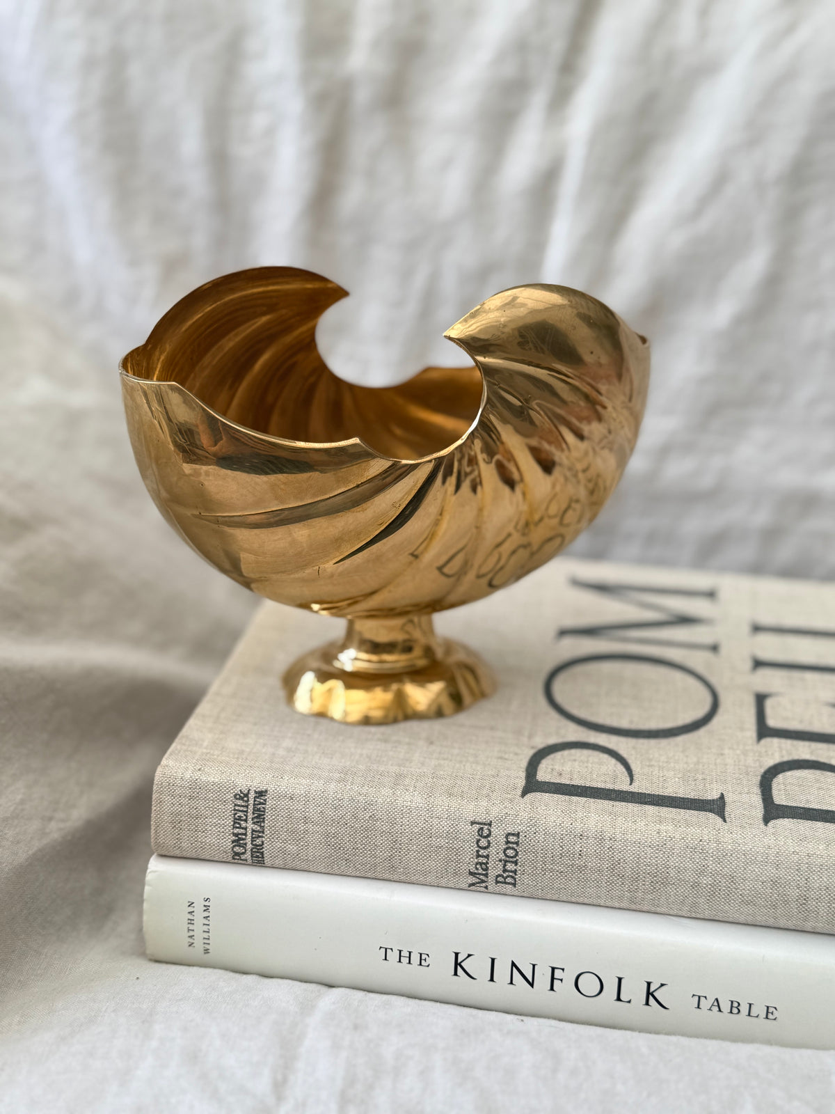 Vintage Brass Shell Planter Stand