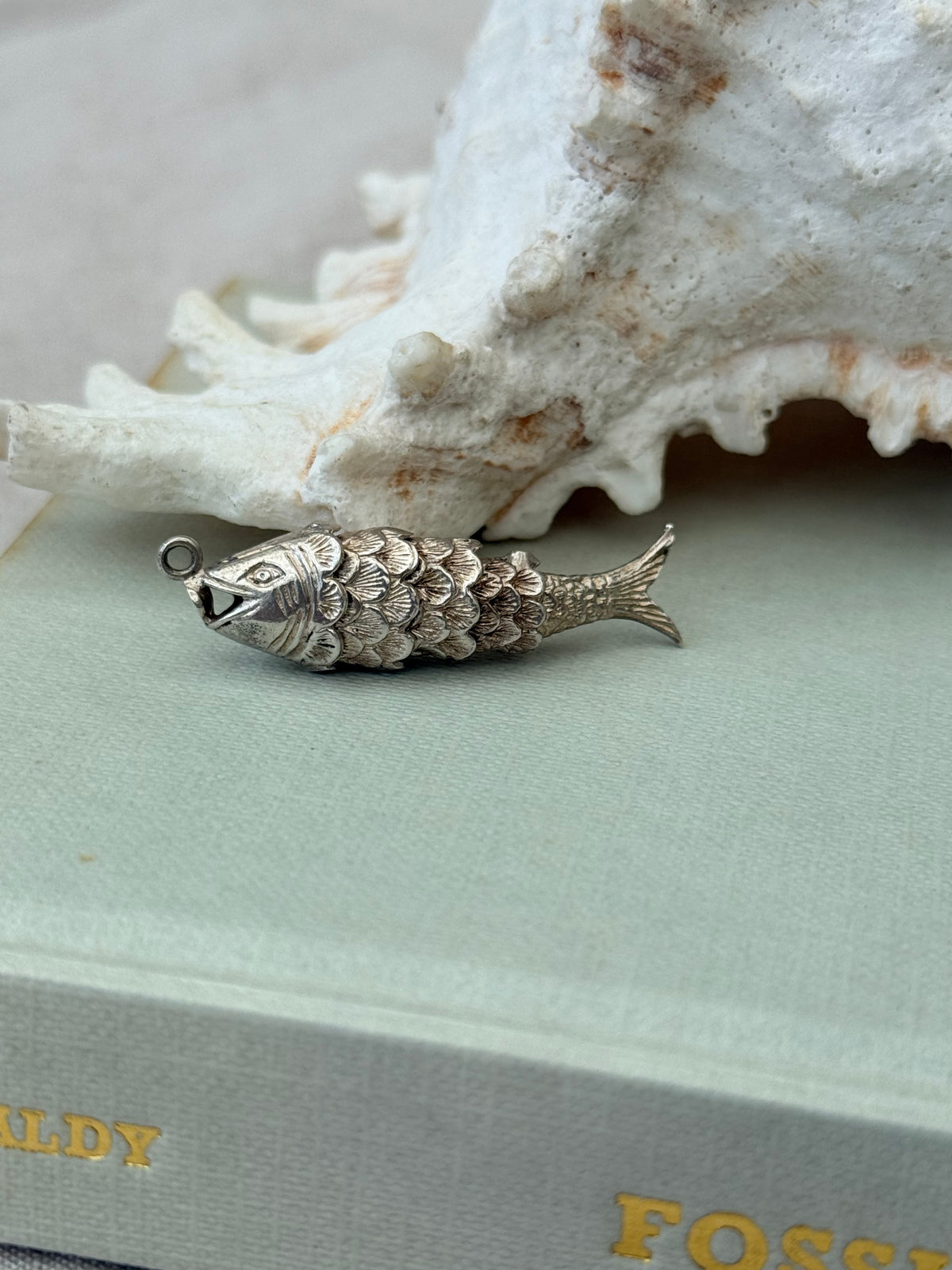 Vintage Articulated Fish Pendant Silver