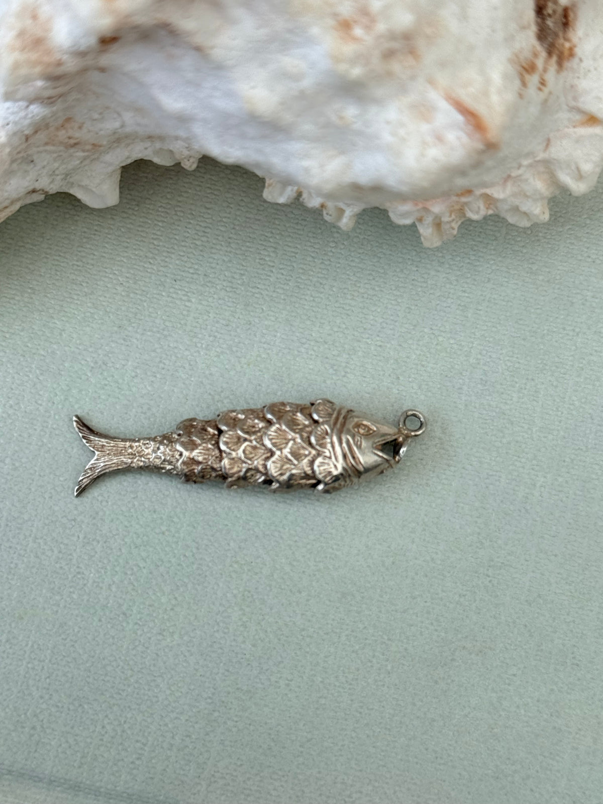Vintage Articulated Fish Pendant Silver