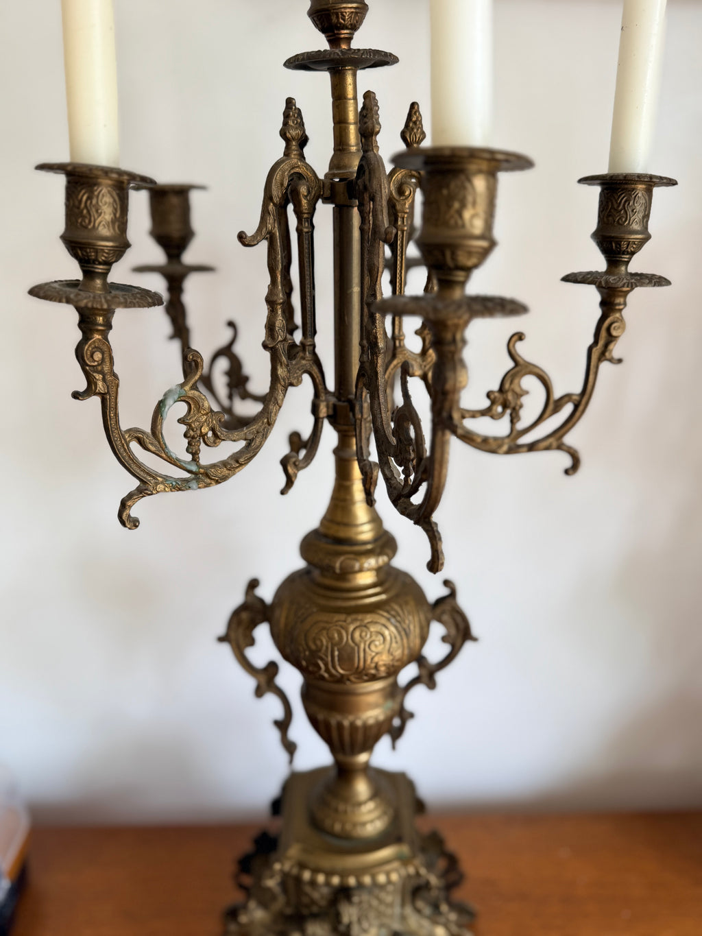 Vintage Pair of Gilt Bronze Candelabras, Louis XIV