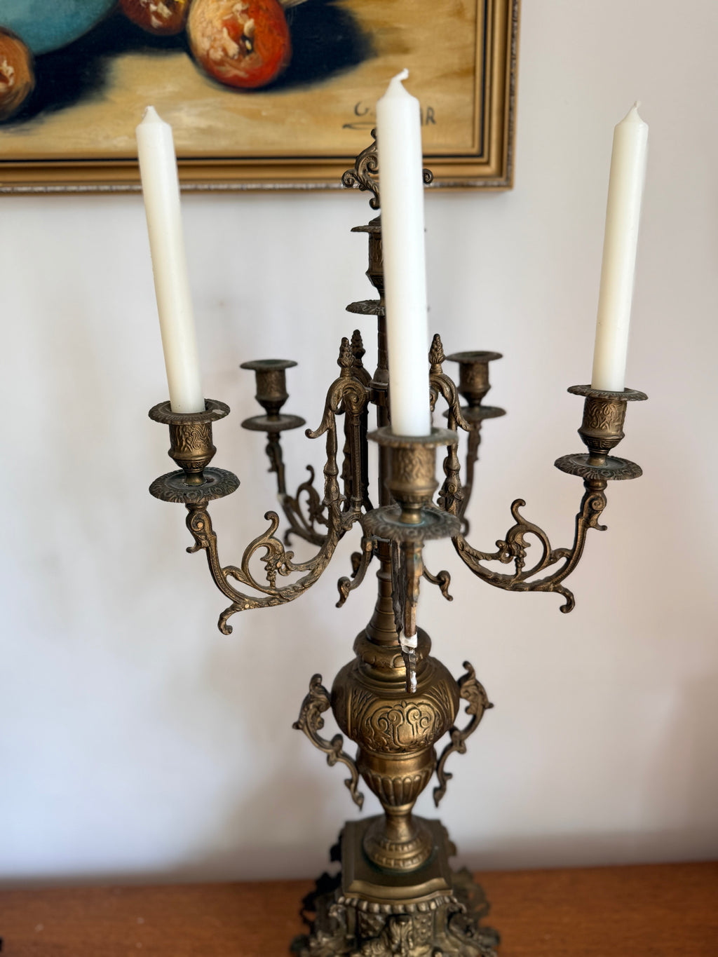 Vintage Pair of Gilt Bronze Candelabras, Louis XIV