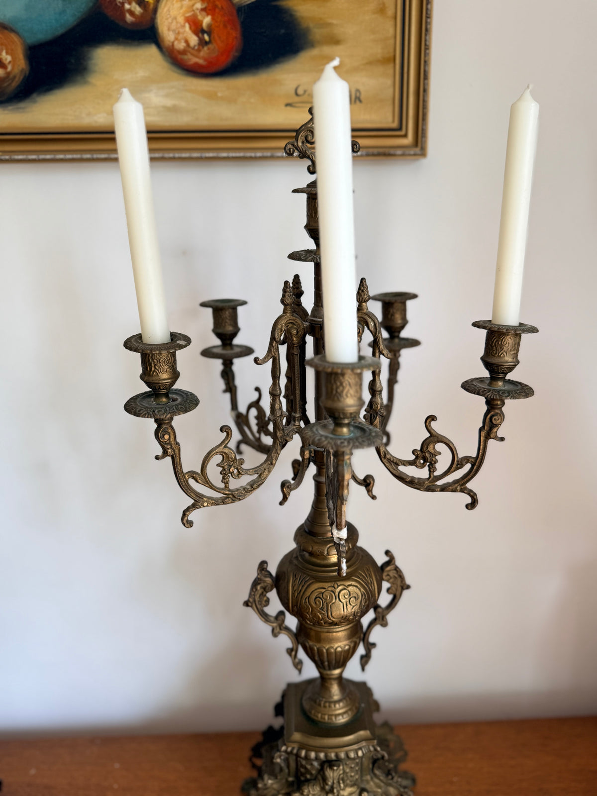 Vintage Pair of Gilt Bronze Candelabras, Louis XIV