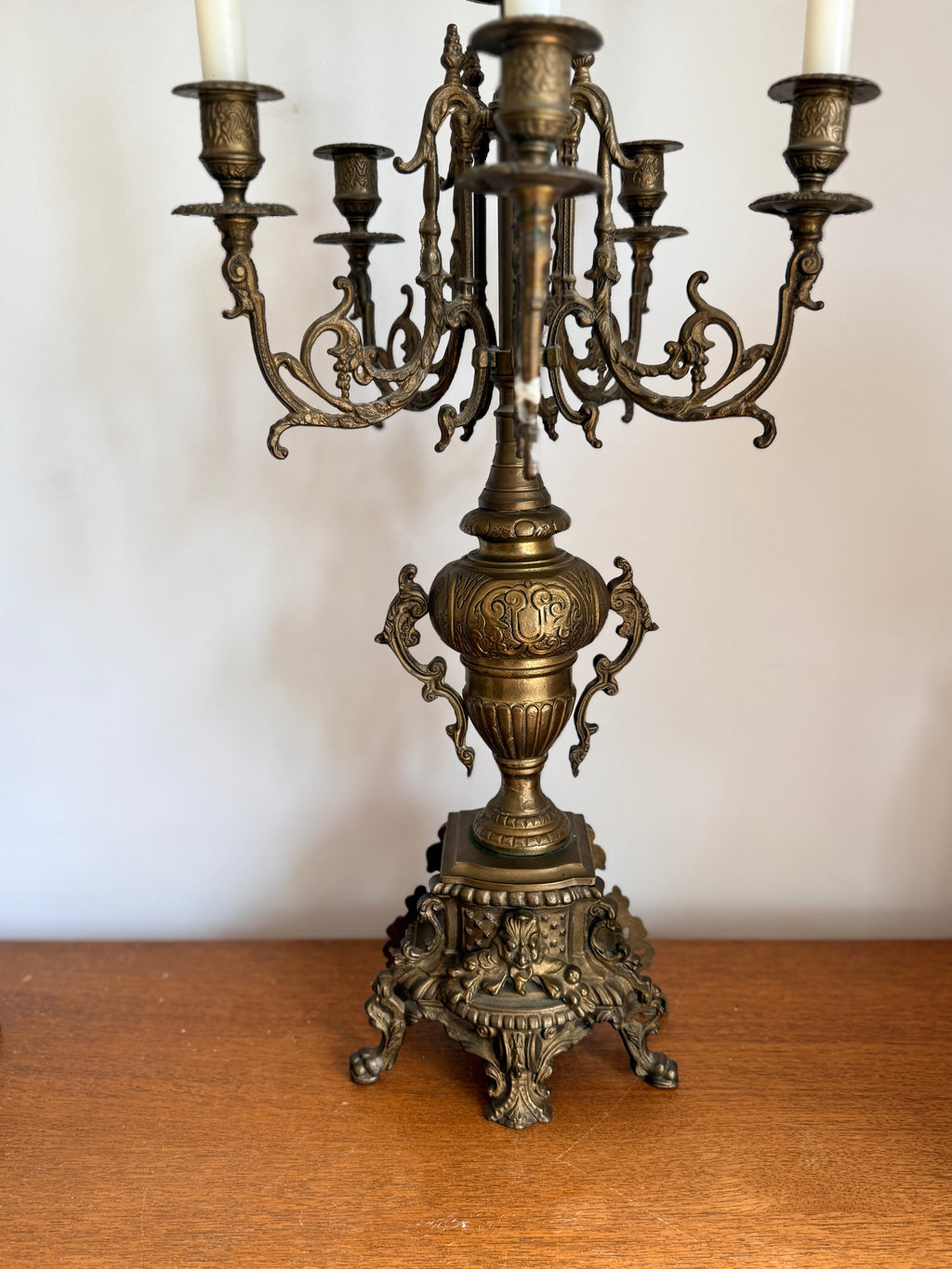 Vintage Pair of Gilt Bronze Candelabras, Louis XIV