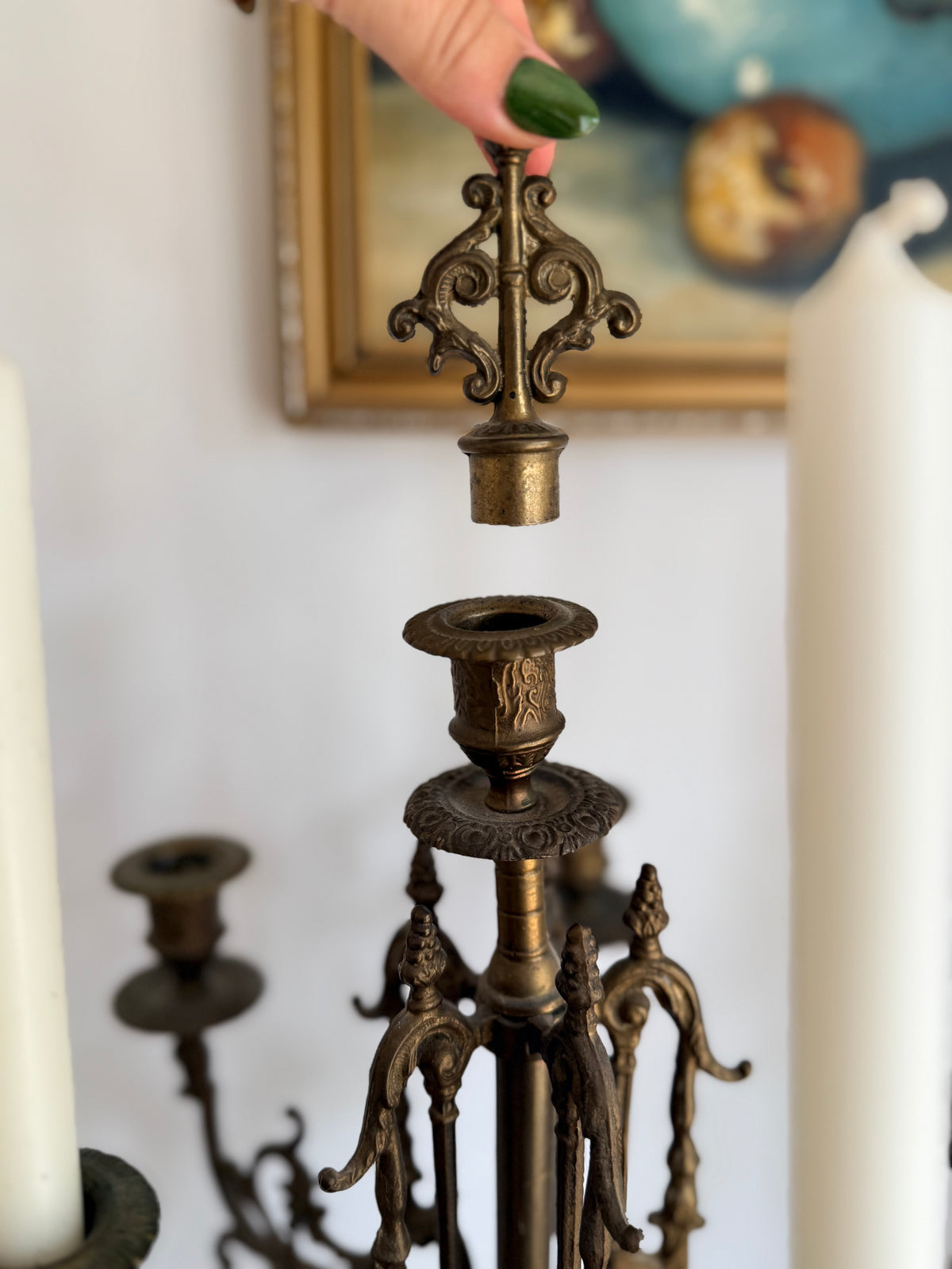 Vintage Pair of Gilt Bronze Candelabras, Louis XIV