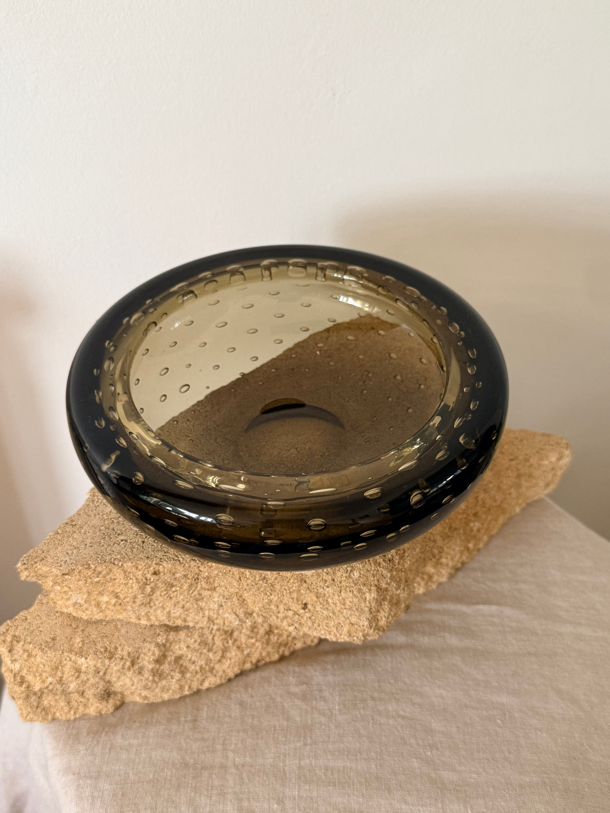 Vintage Whitefriars Glass Bubble Ashtray