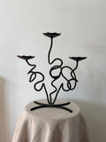 Vintage Sculptural Wrought Iron Twist Candelabra - Three Candle