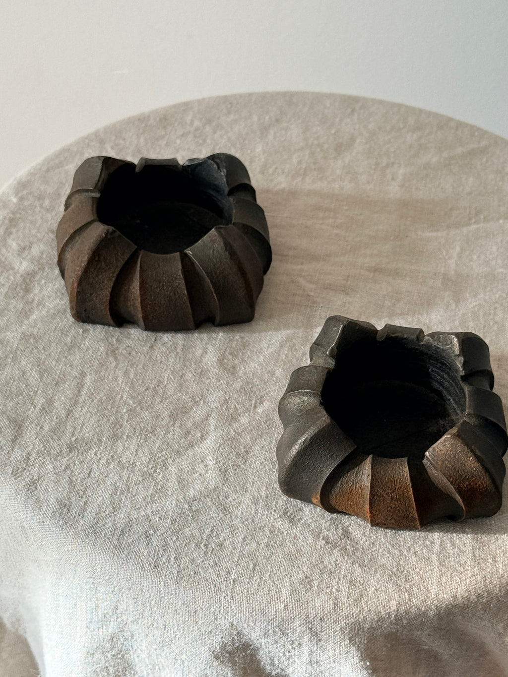 Vintage Bronze Candleholder Pair