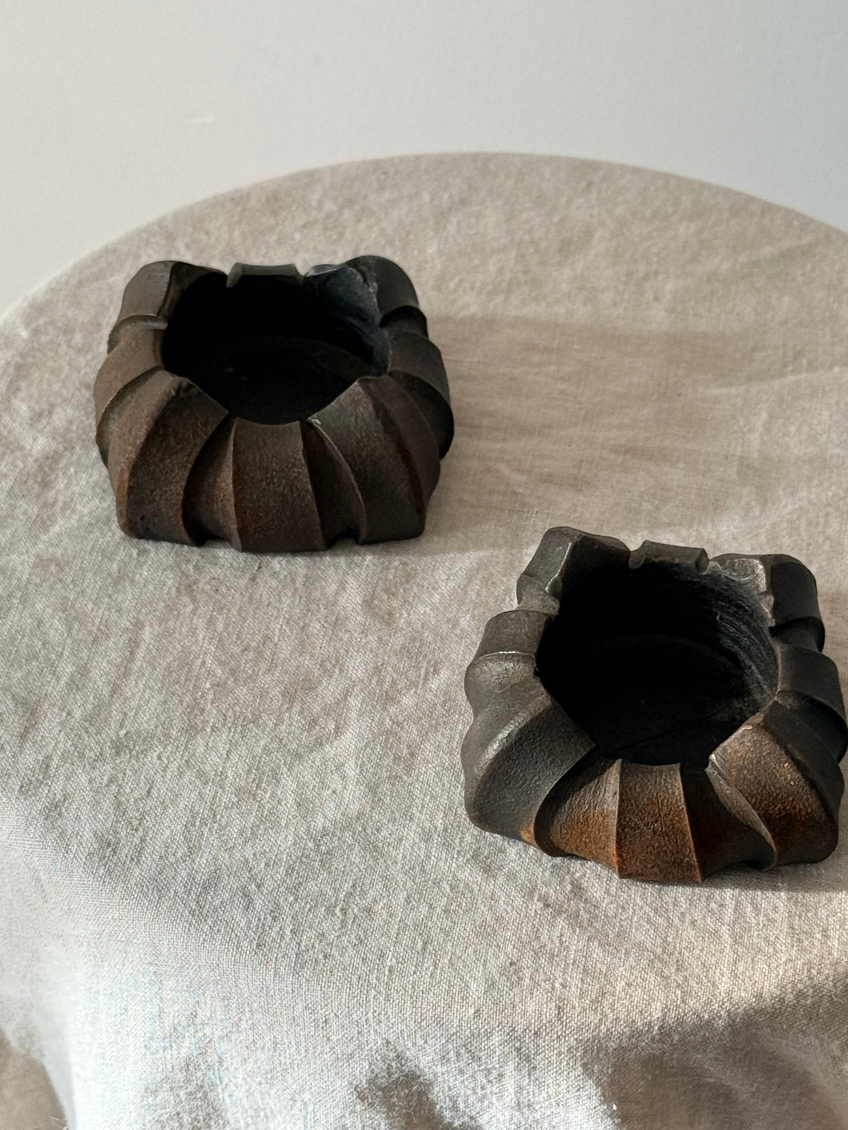Vintage Bronze Candleholder Pair