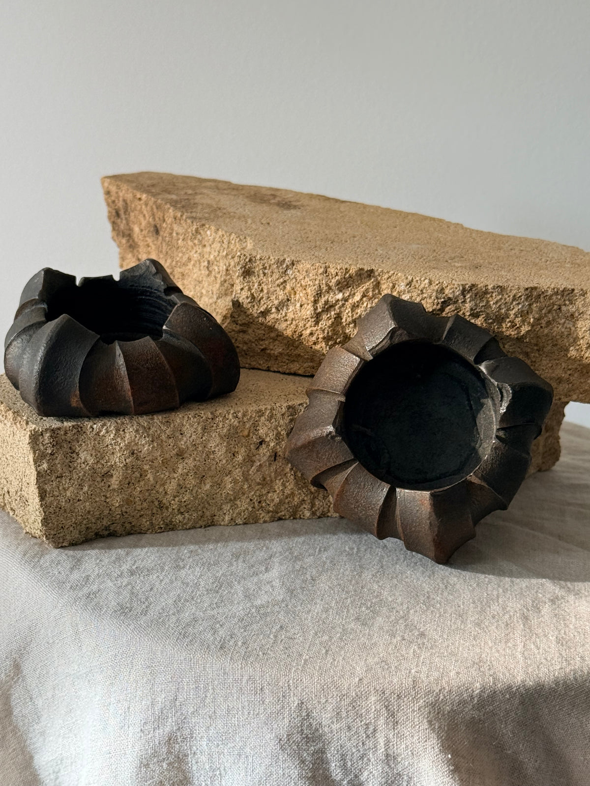 Vintage Bronze Candleholder Pair