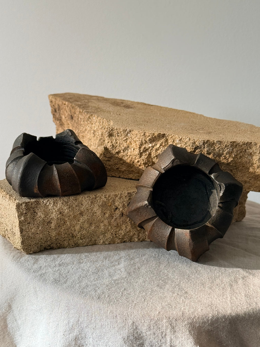 Vintage Bronze Candleholder Pair