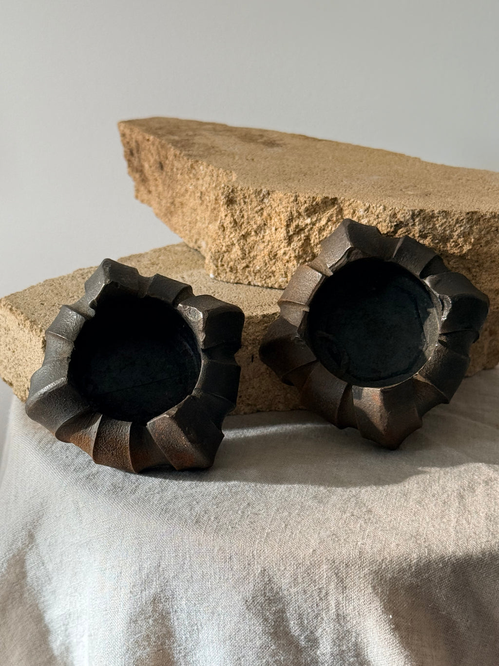Vintage Bronze Candleholder Pair