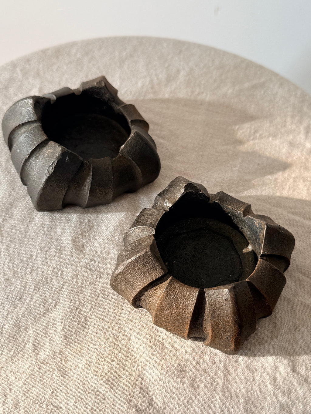 Vintage Bronze Candleholder Pair