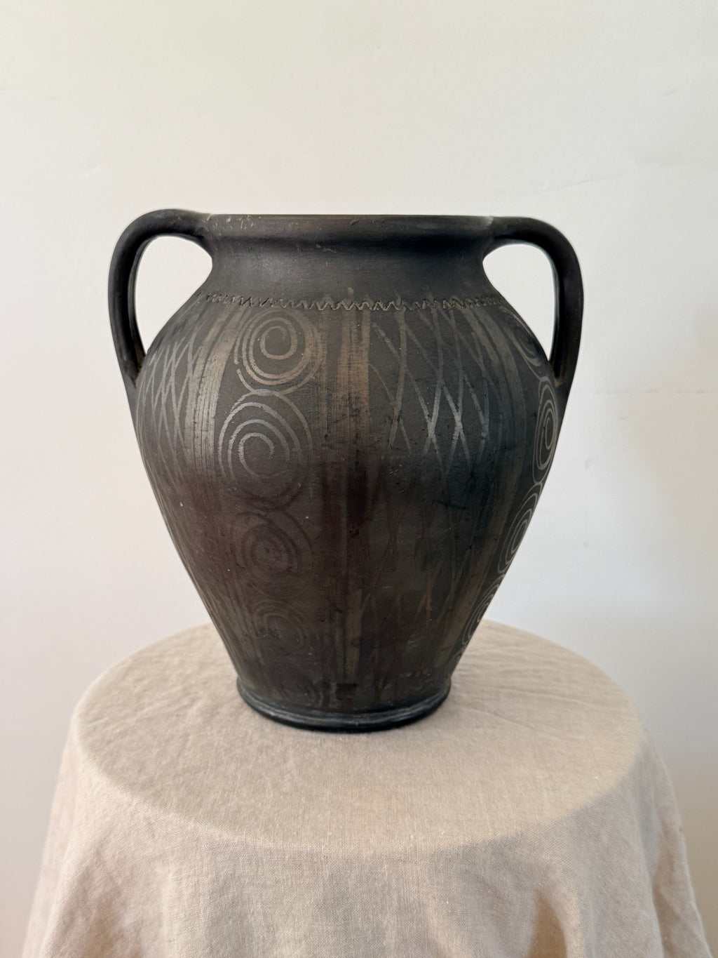 Vintage Handmade Romanian Folk Pot Black