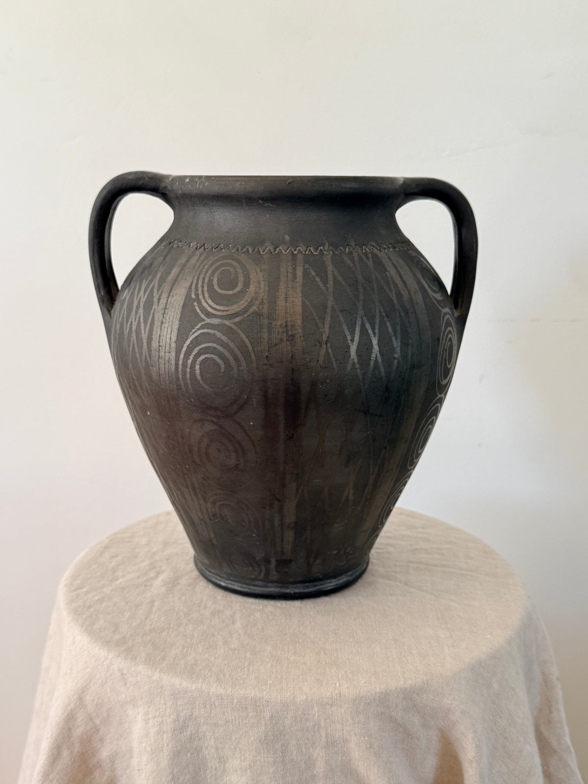 Vintage Handmade Romanian Folk Pot Black