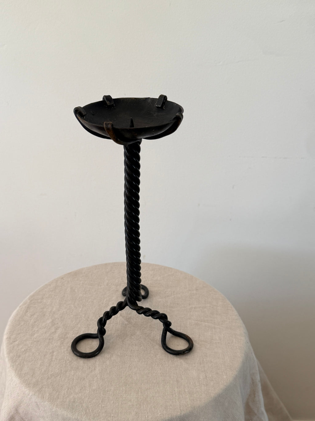 Vintage Black Iron Candlestick