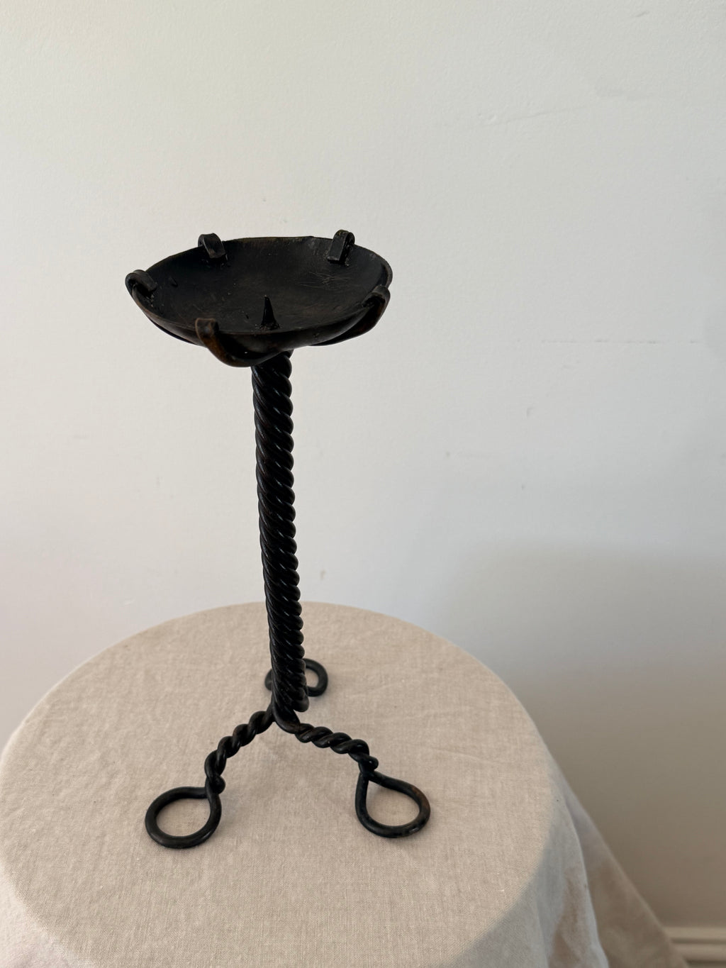 Vintage Black Iron Candlestick