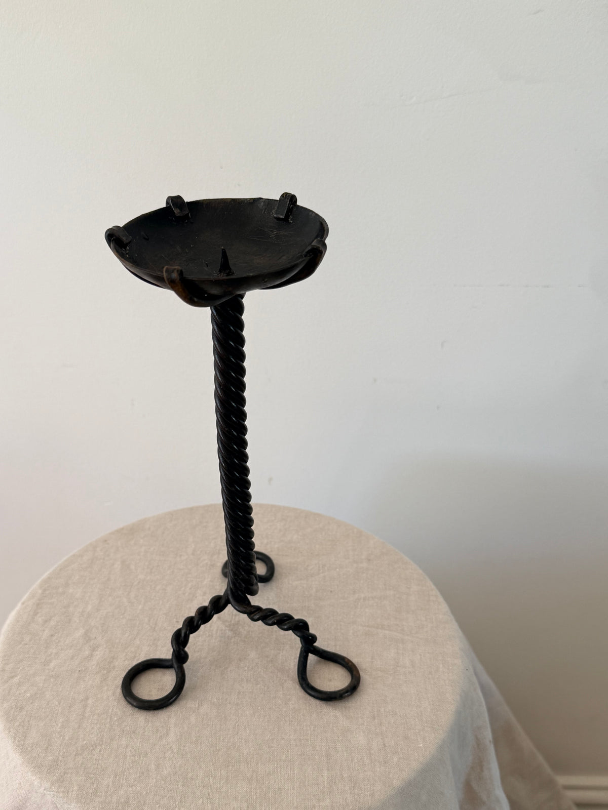 Vintage Black Iron Candlestick