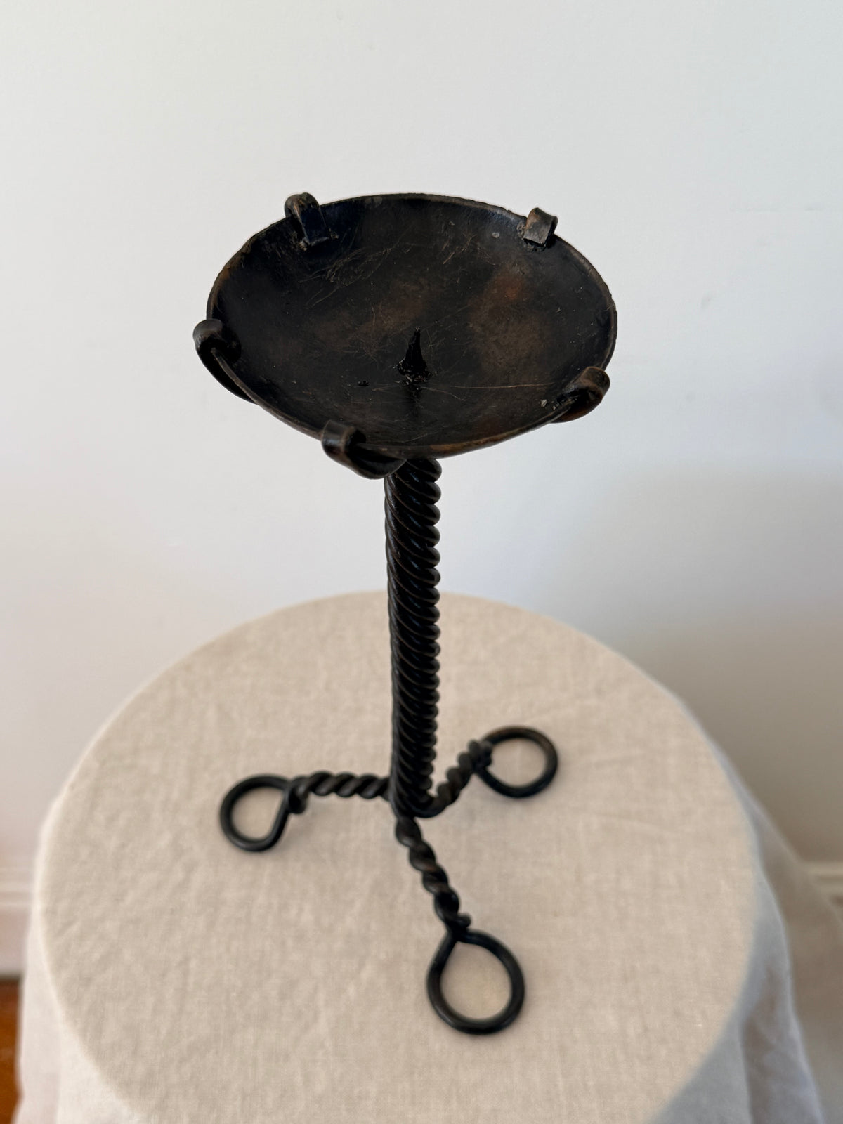 Vintage Black Iron Candlestick