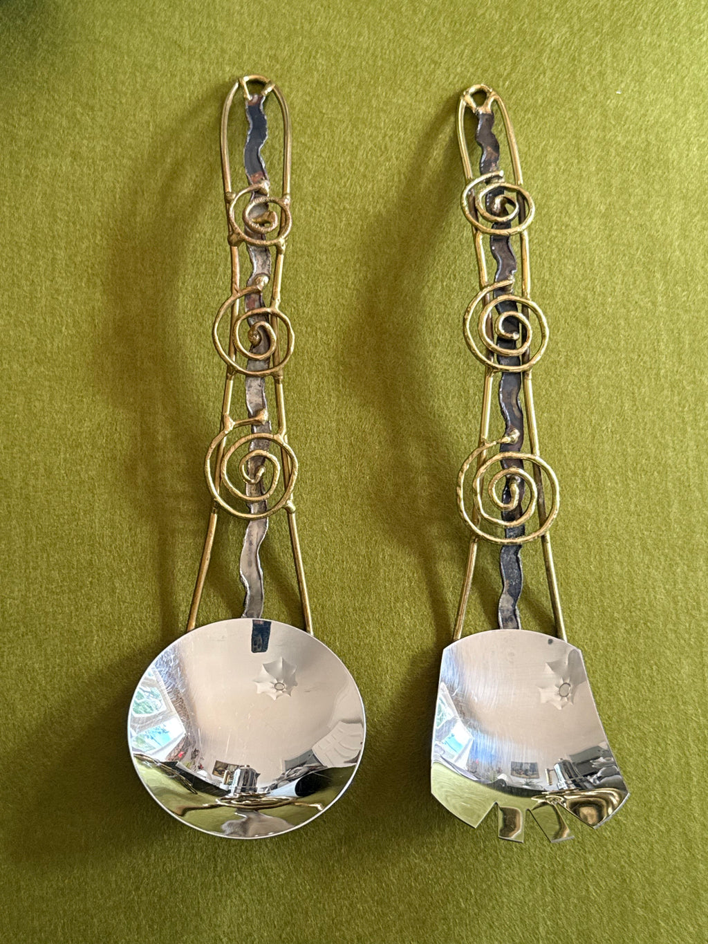 Brutalist Mixed Metal Salad Servers